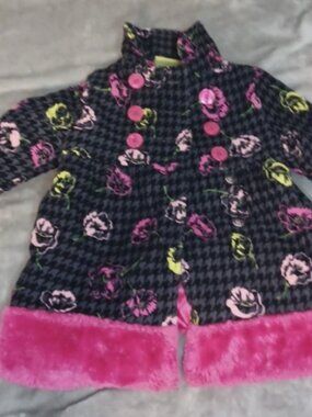 PENELOPE MACK Toddler Girls Coat 24M Black/White & Pink